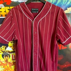 -Empyre chuck maroon and white pinstripe baseball jersey